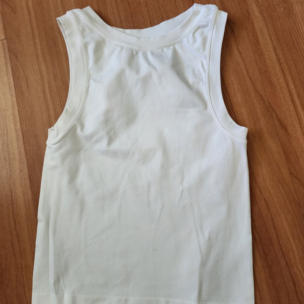 Aura Black Ribbed Tank Top with White Logo Print - Picture 6 of 8